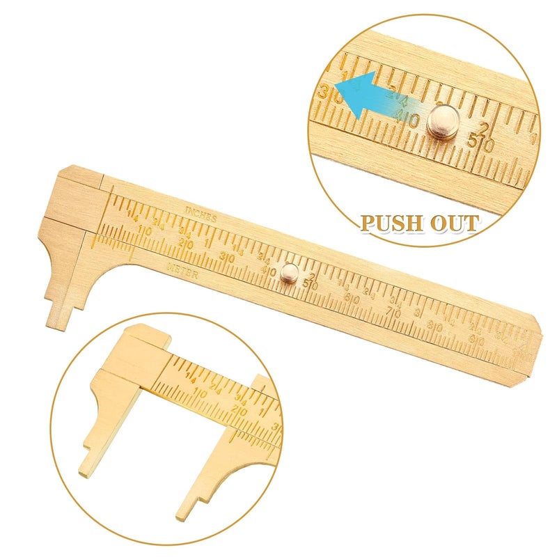 Konohan 2 Pcs Brass Vernier Caliper Pocket Handy Caliper Measuring Mini Tool Double Scale Sliding Gauge Metal Pocket Ruler for Bead Wire Jewels Rings Measurement - Image 4